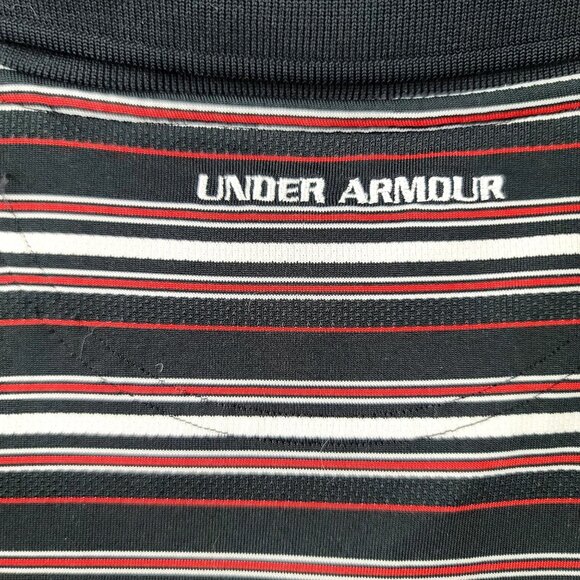 Under Armour Mens XL Striped Polo Shirt Black Red Performance Golf Apparel - Picture 4 of 9